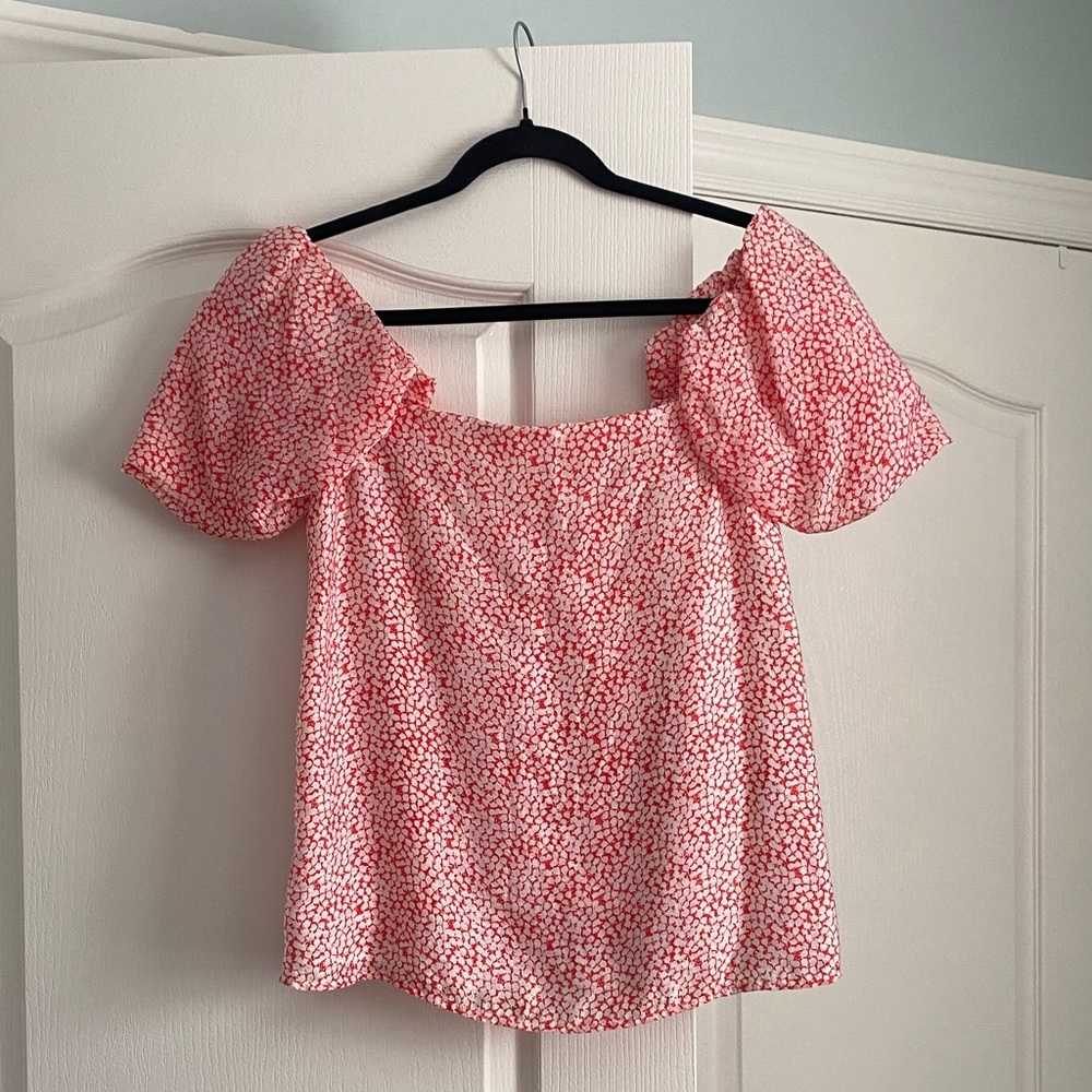 Club Monaco Pink Floral Puff Sleeve Blouse